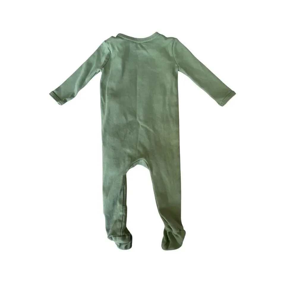 Pottery Barn Kids Baby Green So Franken Cute Organic Cotton Onepiece Size 3-6 M - Picture 5 of 6